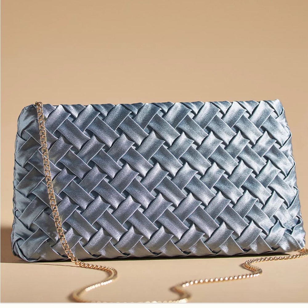 Woven satin Anthropologie clutch